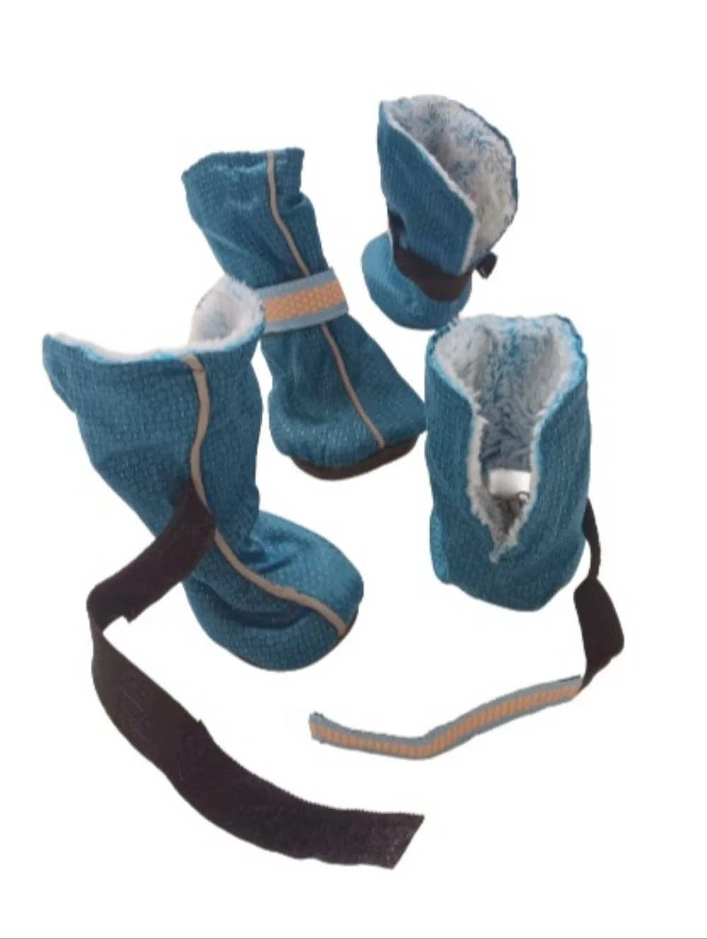 Top Paw Blue Reflective Dog Booties with Faux-Fur Lining